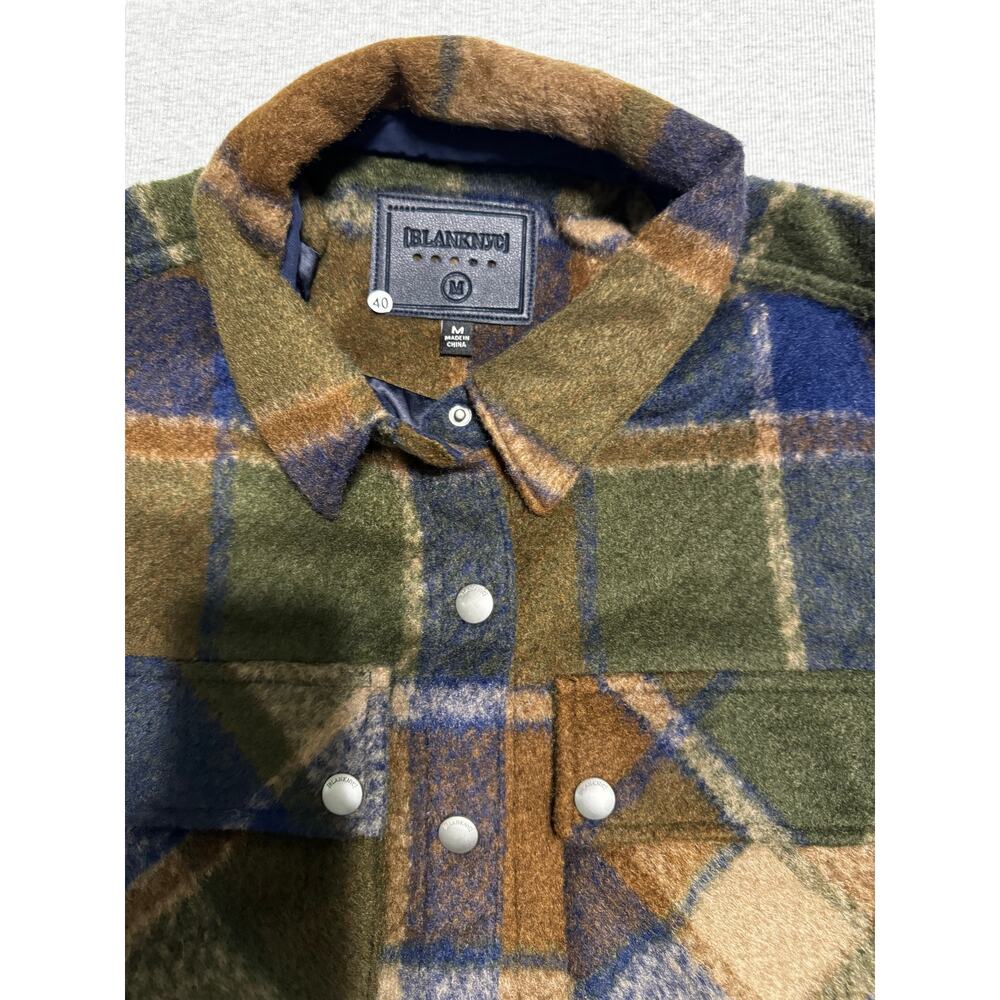 BlankNYC Hit The Trail Shacket Flannel Brown Green Navy Sz M - Picture 9 of 12